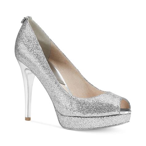 michael kors silver glitter heels